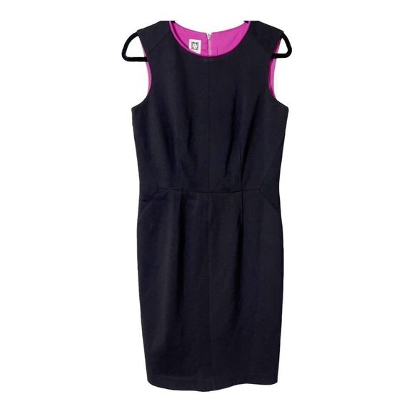 Anne Klein Sleeveless Black Pink Trim Sheath Dress Size 10 - Picture 1 of 6